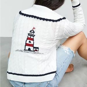 Anthropologie Maeve Lighthouse Cardigan Sweater - Size L